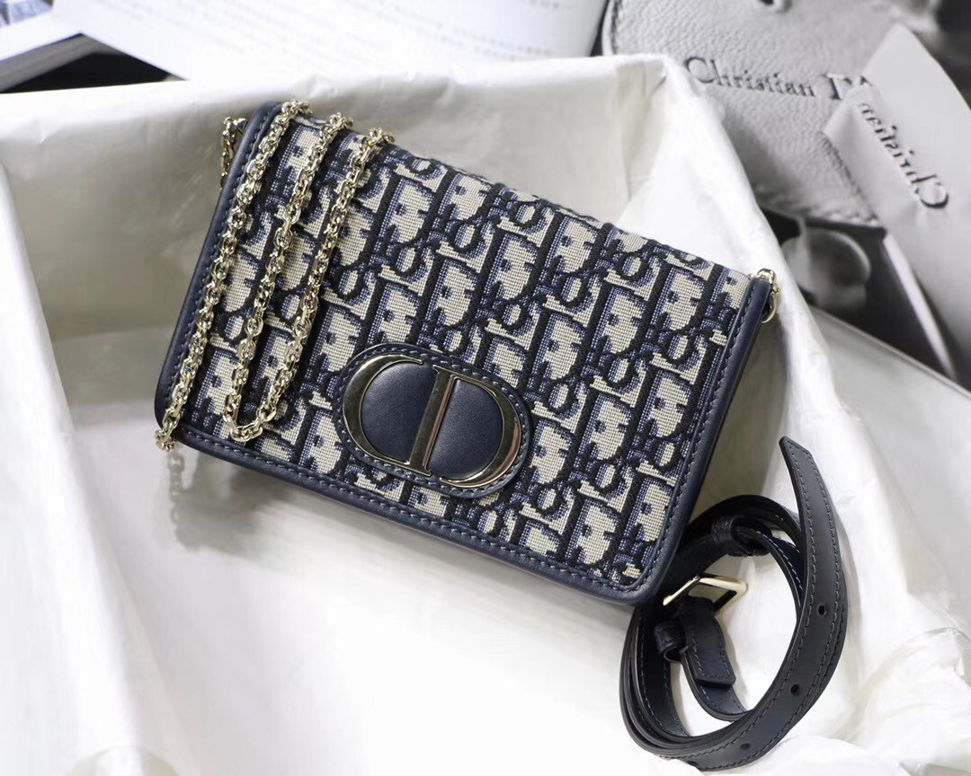 D*or 30 montaigne 2 in 1 pouch in blue oblique canvas