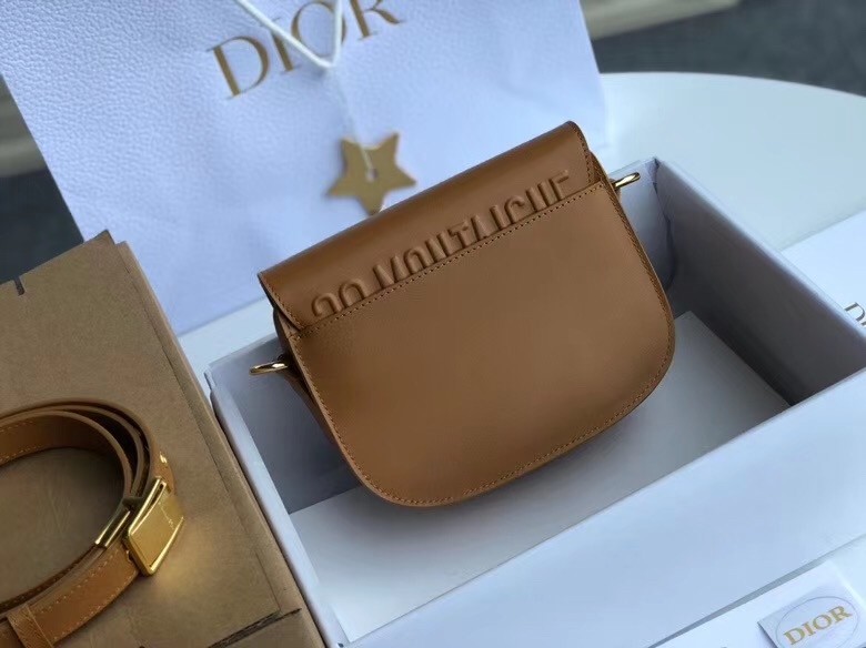 D*or small bobby bag in camel calfskin