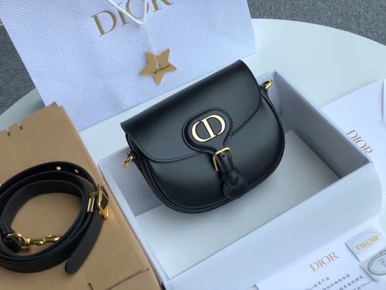 D*or small bobby bag in black calfskin