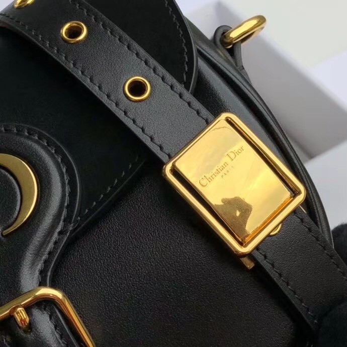 D*or small bobby bag in black calfskin