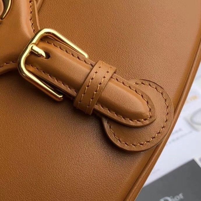 D*or medium bobby bag in camel calfskin