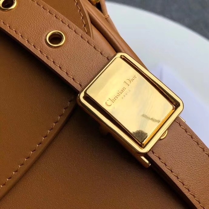 D*or medium bobby bag in camel calfskin