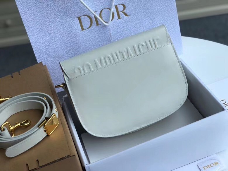 D*or medium bobby bag in white calfskin