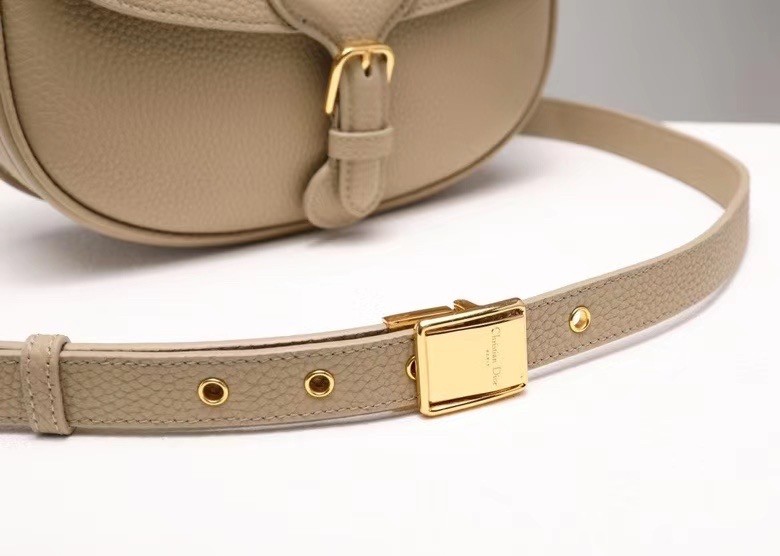 D*or medium bobby bag in beige grained calfskin