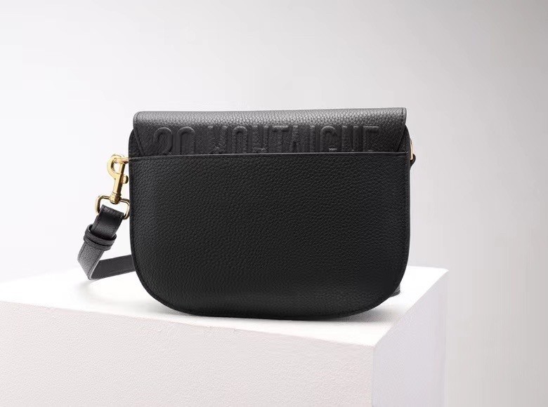 D*or medium bobby bag in black grained calfskin
