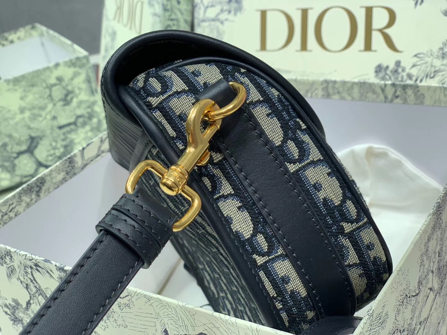 D*or medium bobby bag in blue D*or oblique canvas