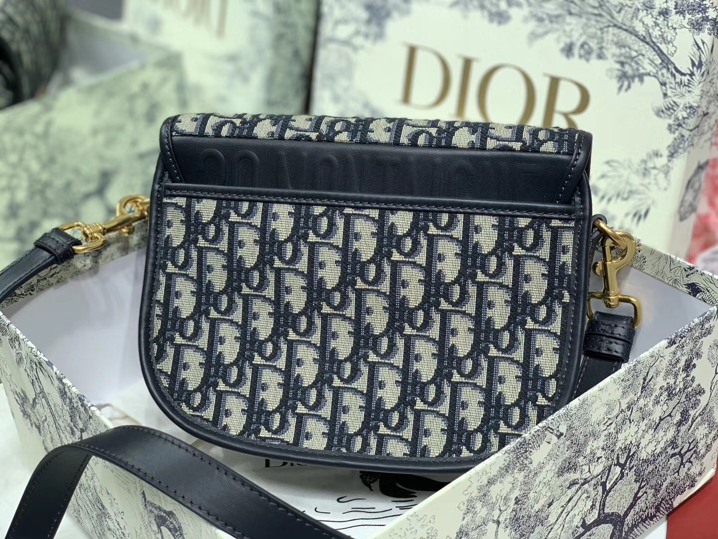 D*or medium bobby bag in blue D*or oblique canvas