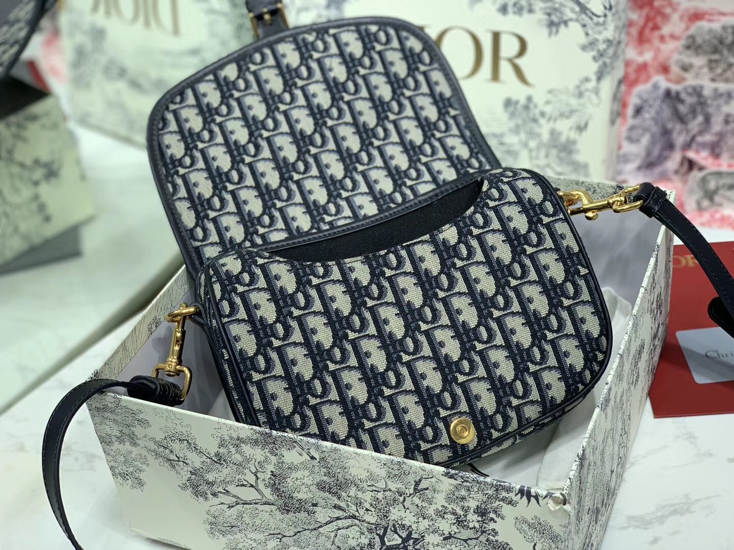 D*or medium bobby bag in blue D*or oblique canvas