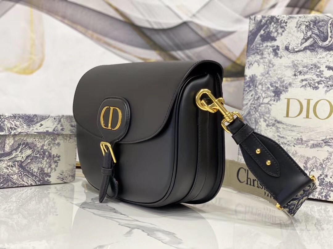 D*or large bobby bag in black calfskin