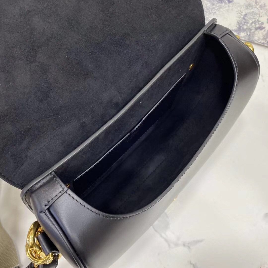 D*or large bobby bag in black calfskin
