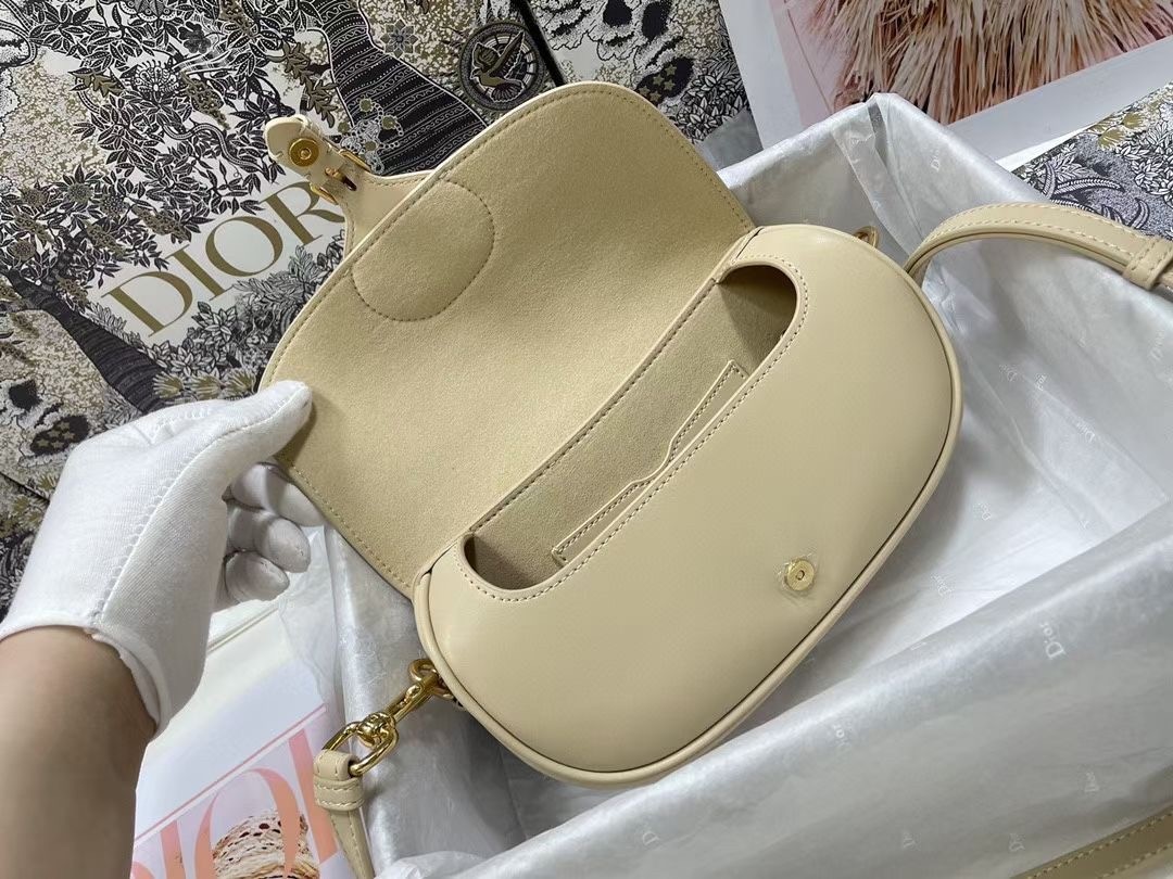 D*or bobby east-west bag in beige box calfskin