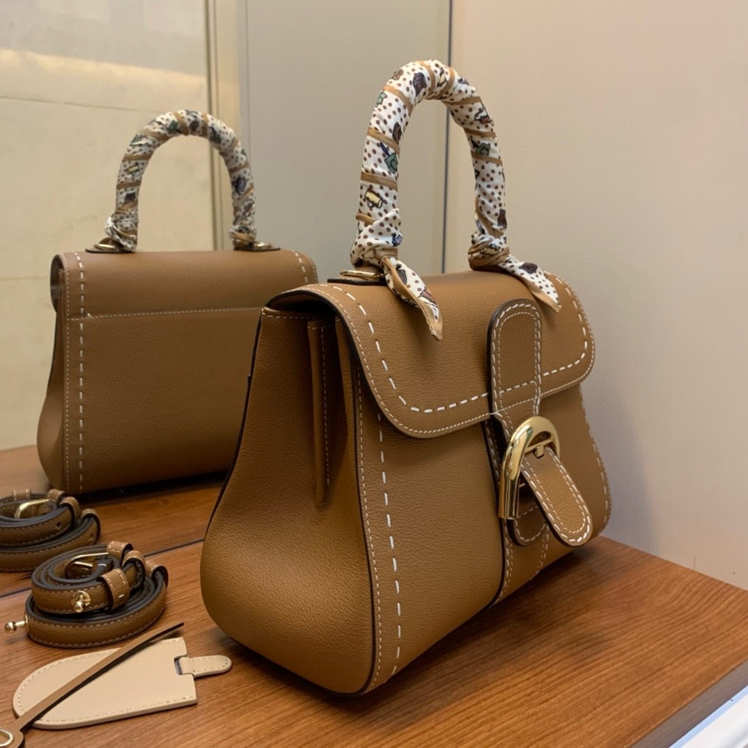 Delvaux Brillant PM Surpique Bag in Brown Rodeo Calf Leather