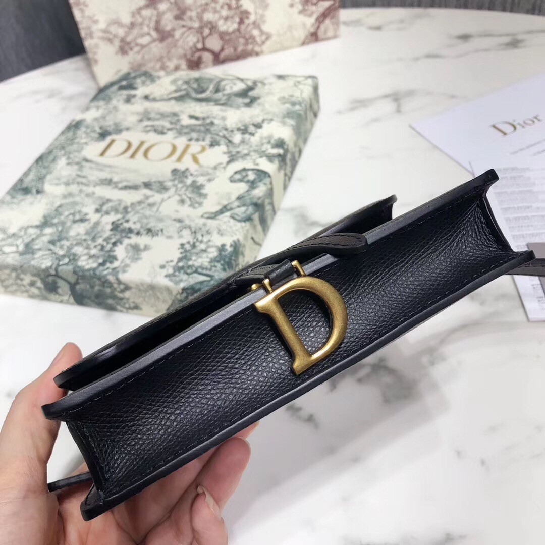 D*or black calfskin saddle belt bag