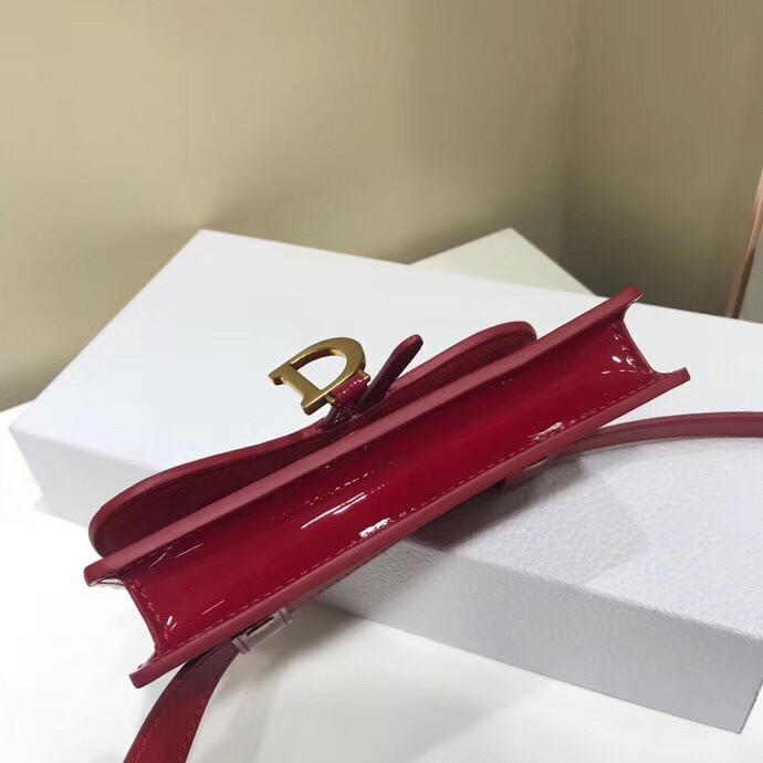 D*or saddle belt bag in red patent leather