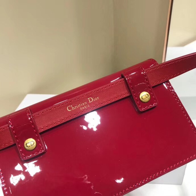 D*or saddle belt bag in red patent leather