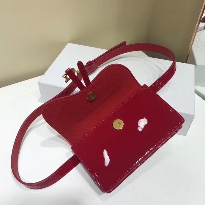 D*or saddle belt bag in red patent leather