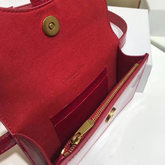 D*or saddle belt bag in red patent leather