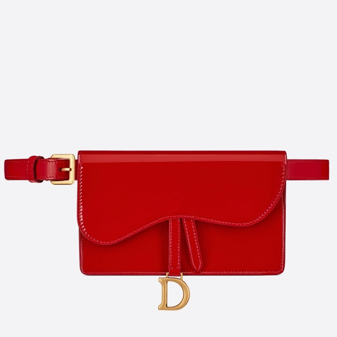 D*or saddle belt bag in red patent leather