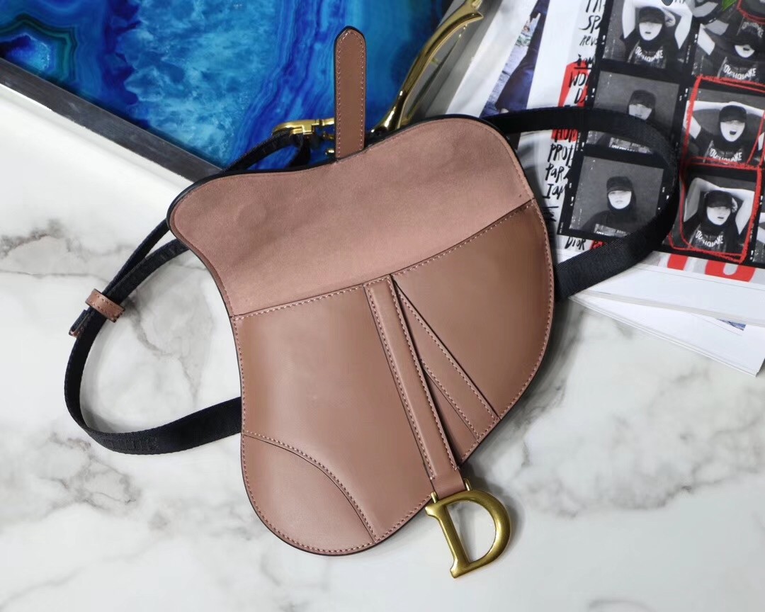 D*or saddle belt bag in powder smooth calfskin