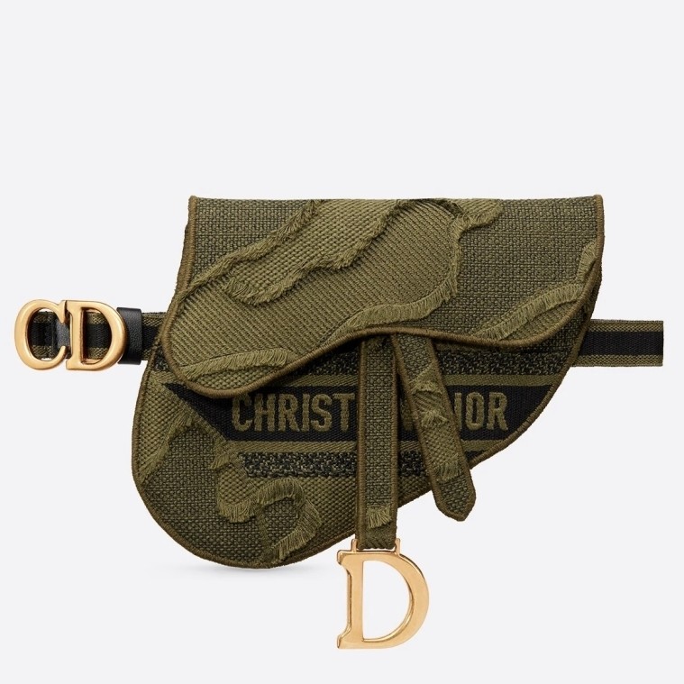 D*or saddle pouch belt bag in green camouflage canvas