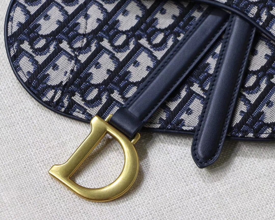 D*or saddle belt bag in blue oblique canvas