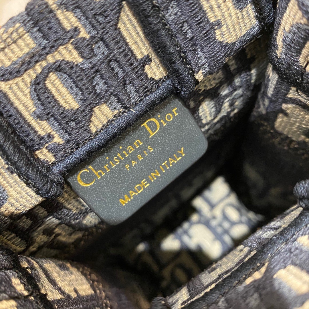 D*or mini book tote phone bag in blue D*or oblique embroidery