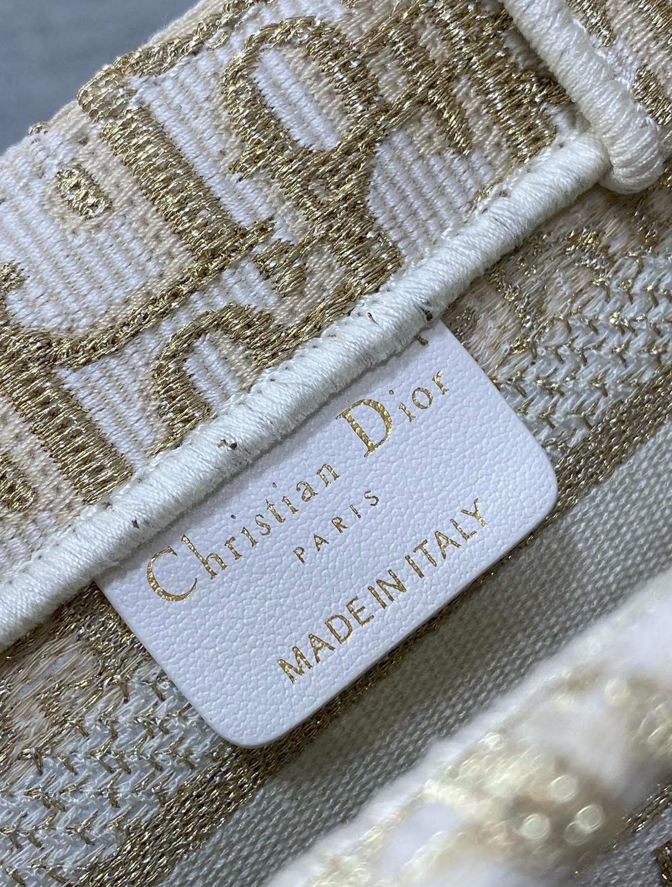 D*or mini book tote with strap in gold-tone D*or oblique embroidery