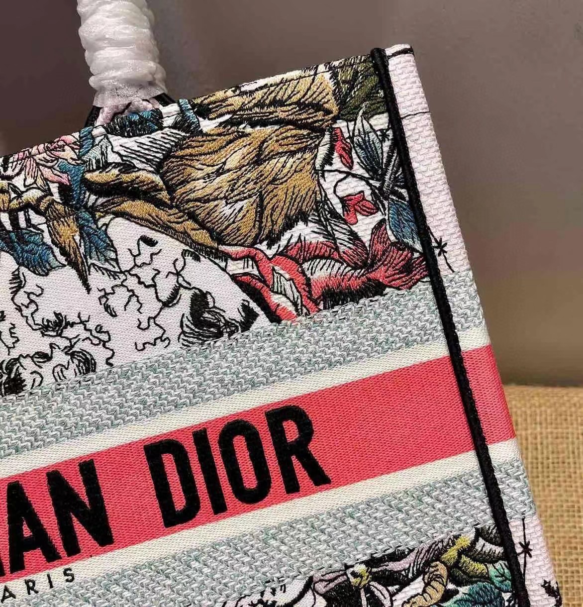 D*or small book tote in multicolor D*or constellation embroidery