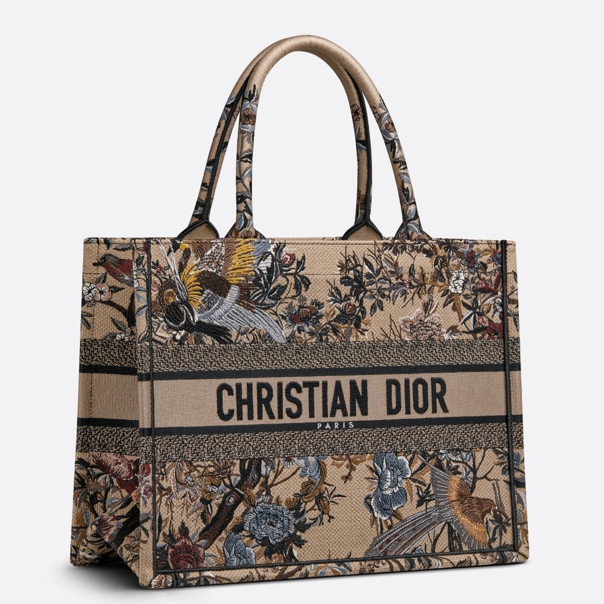 D*or medium book tote bag in beige jardin d