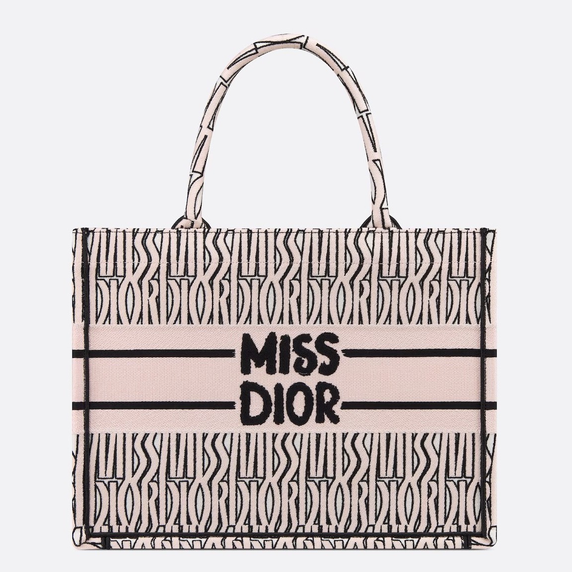 D*or medium book tote bag in pink miss D*or allover embroidery