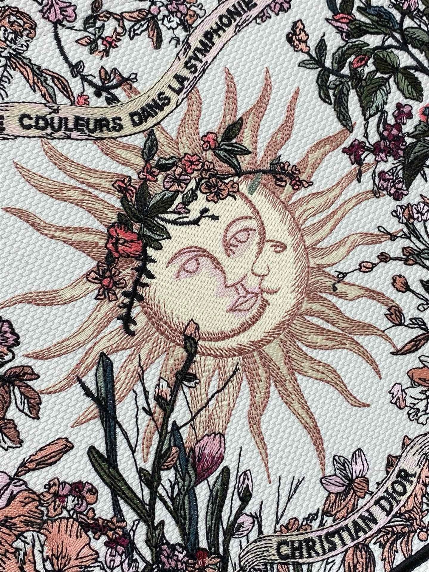 D*or medium book tote bag in D*or 4 saisons printemps soleil embroidery