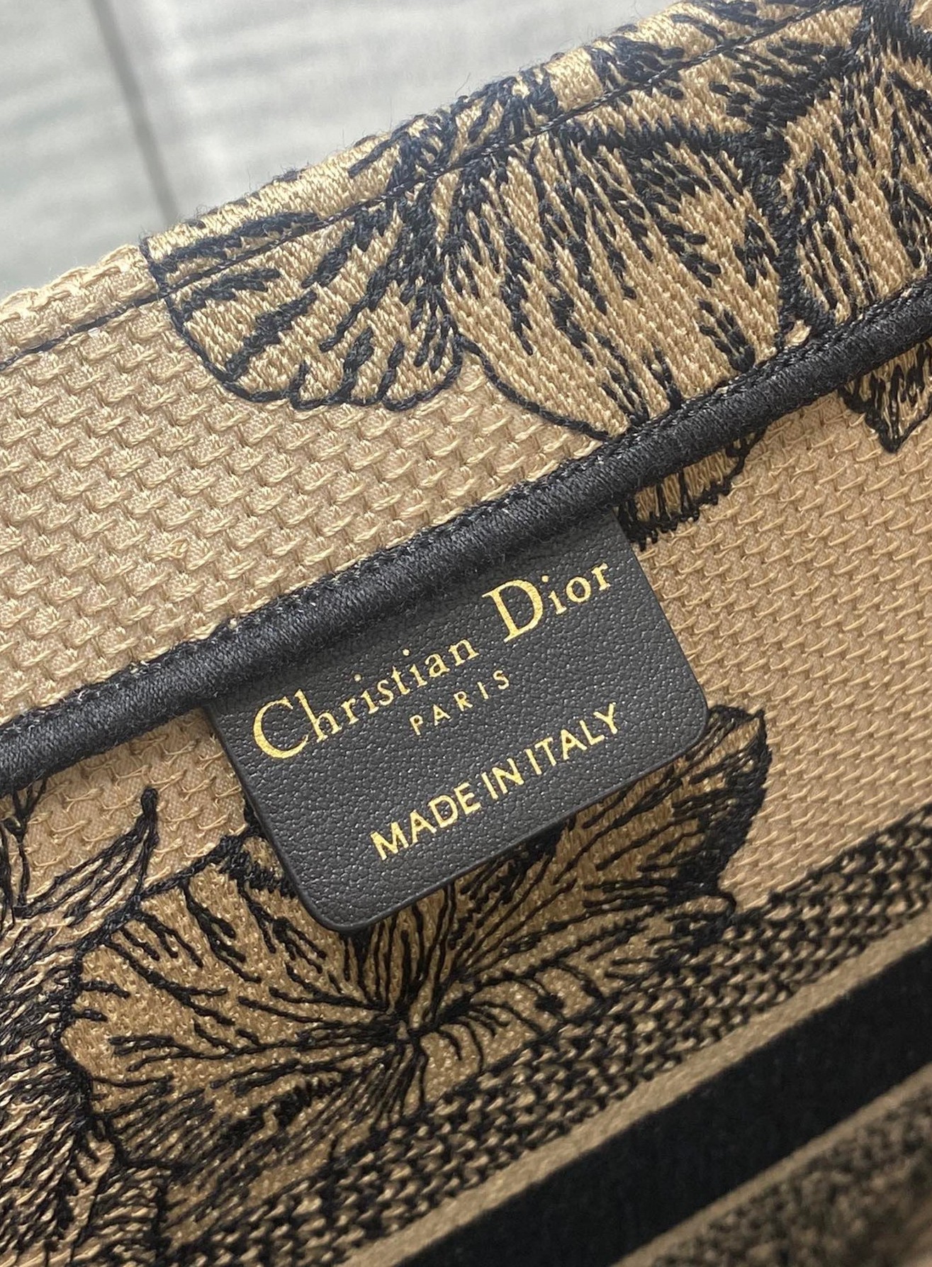 D*or medium book tote bag in beige toile de jouy voyage embroidery