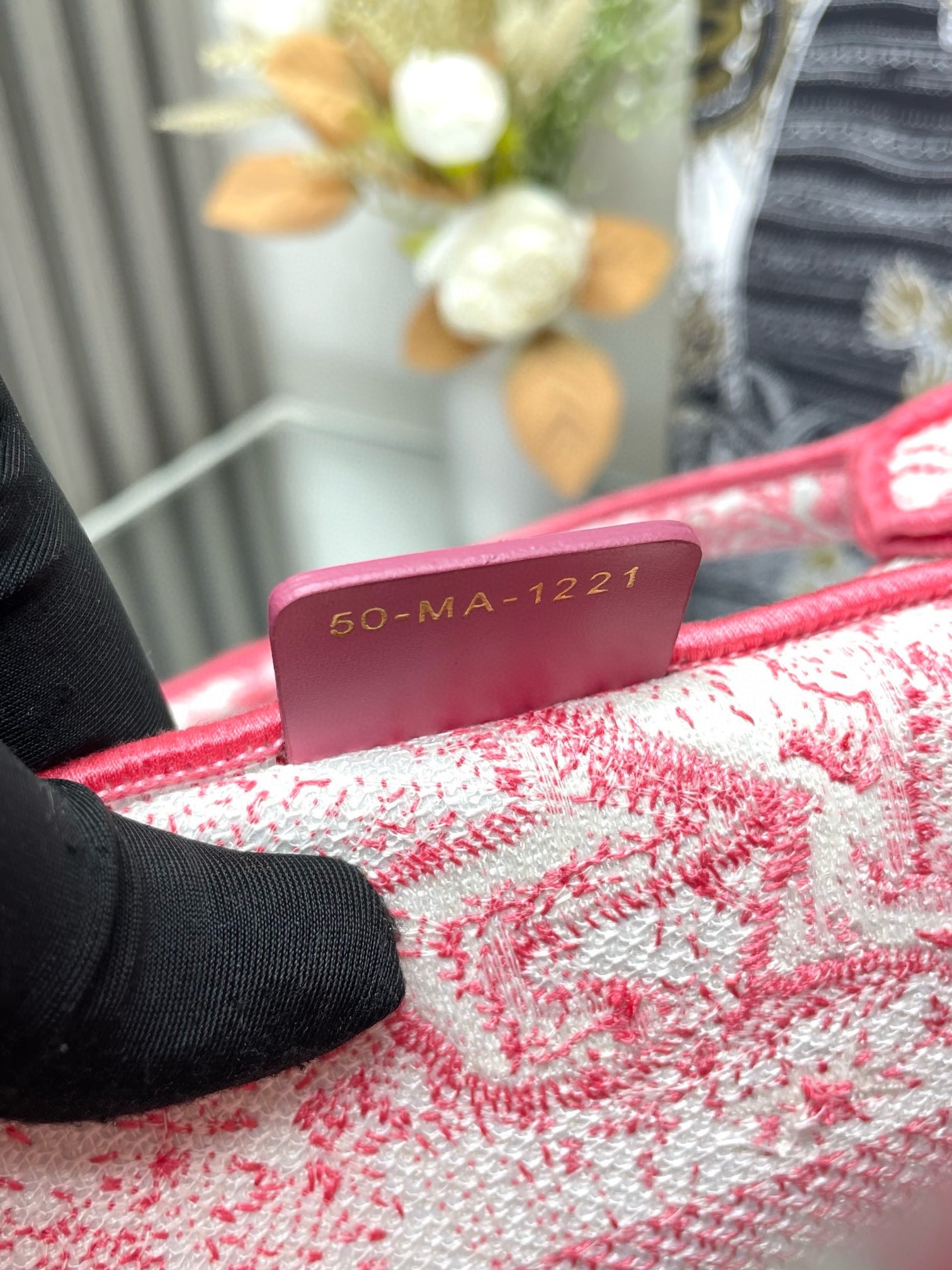 D*or medium D*oriviera book tote in pink toile de jouy embroidery