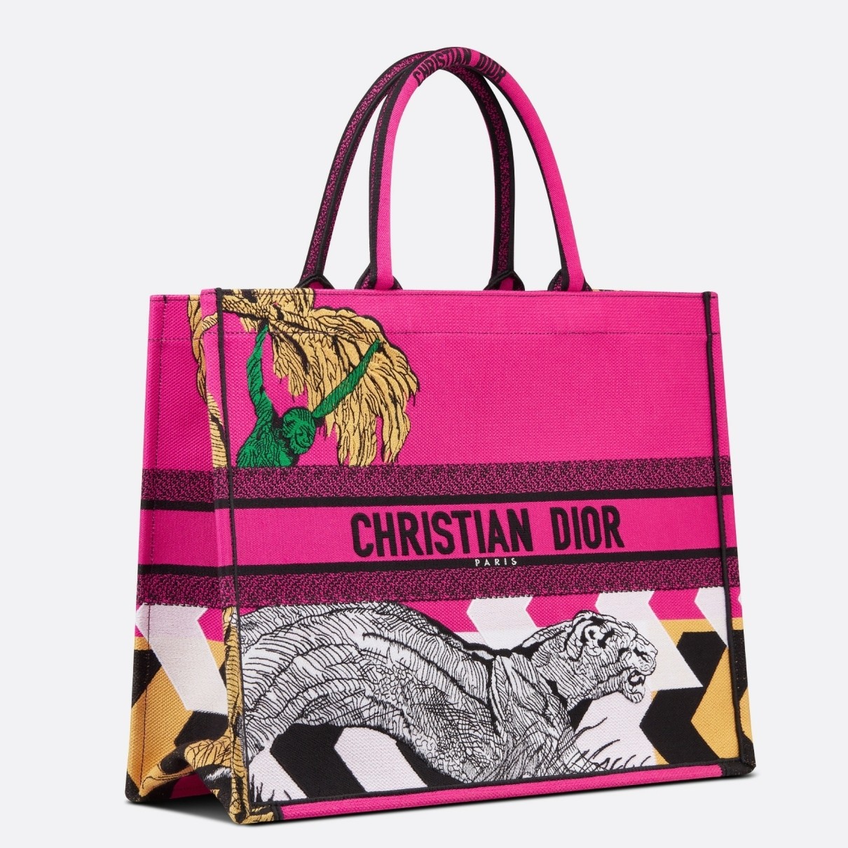 D*or medium book tote bag in toile de jouy zoom pop embroidery