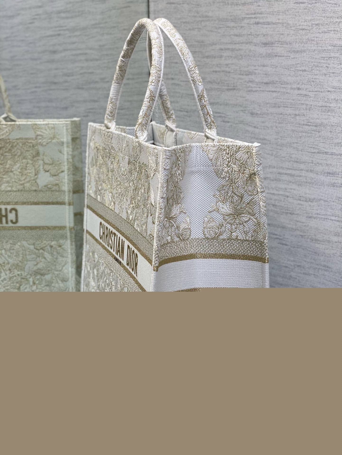 D*or large book tote bag in butterfly around the world embroidery