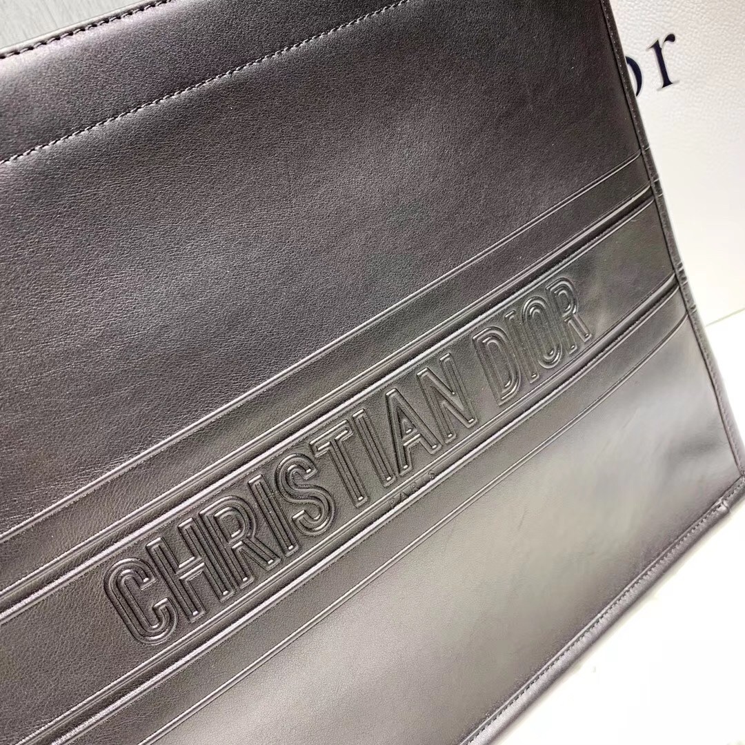 D*or book tote bag in black smooth calfskin