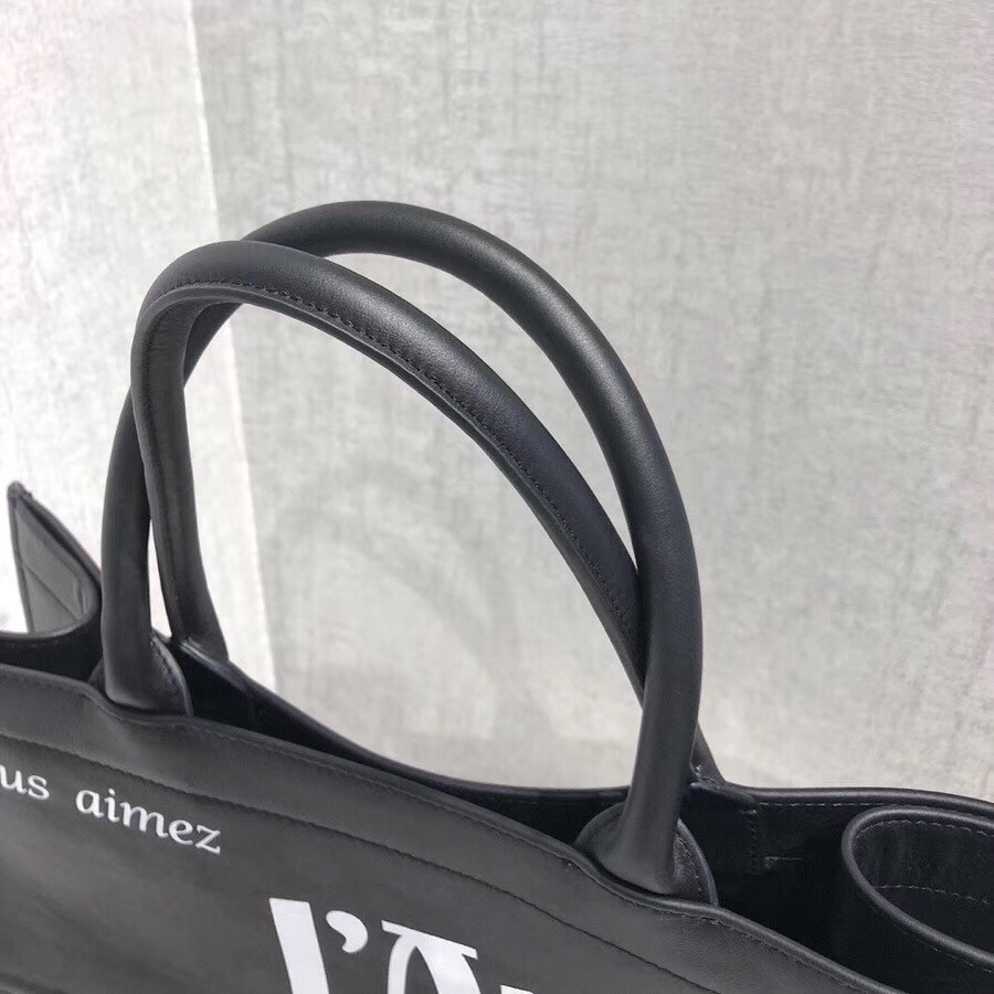 D*or book tote bag in black surrealism printed calfskin