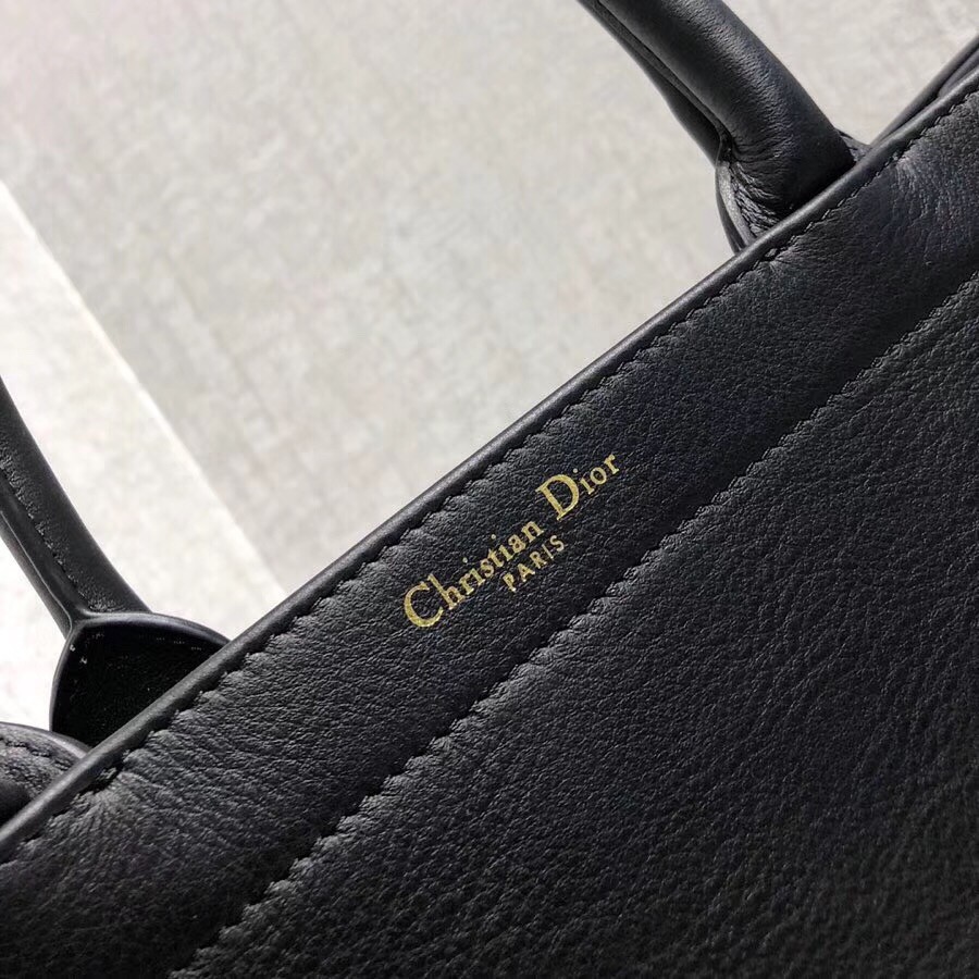 D*or book tote bag in black surrealism printed calfskin