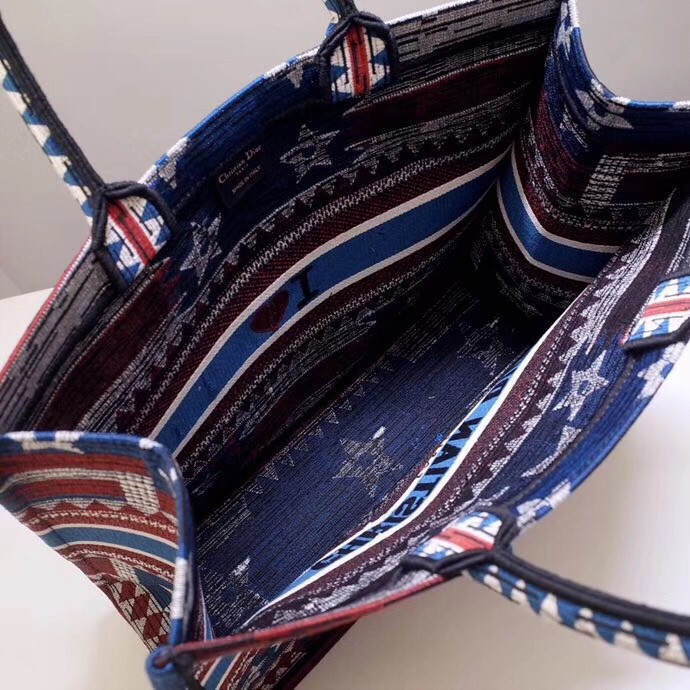 D*or book tote bag in american flag embroidered canvas