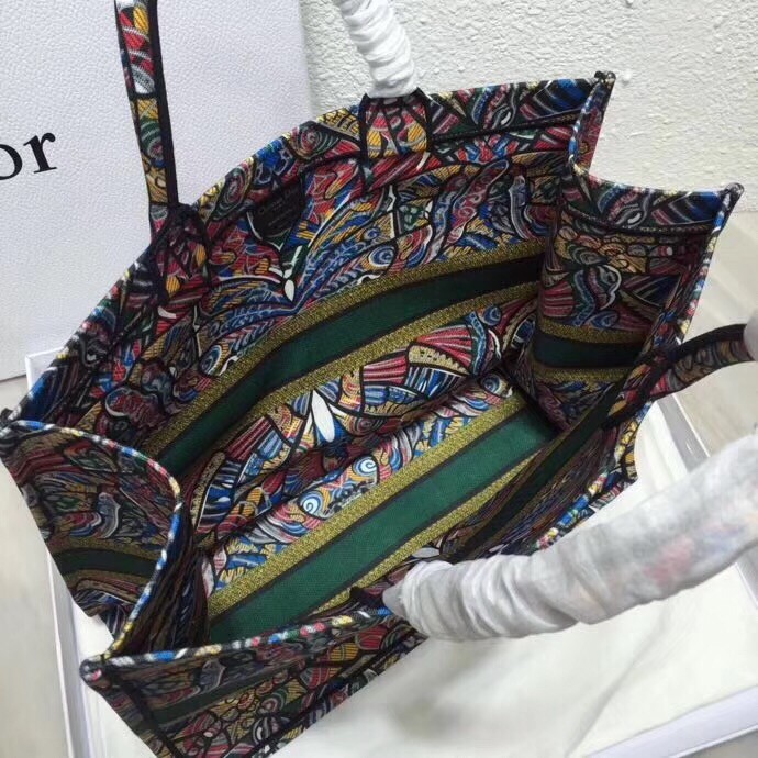 D*or book tote bg in butterfly multicolor canvas
