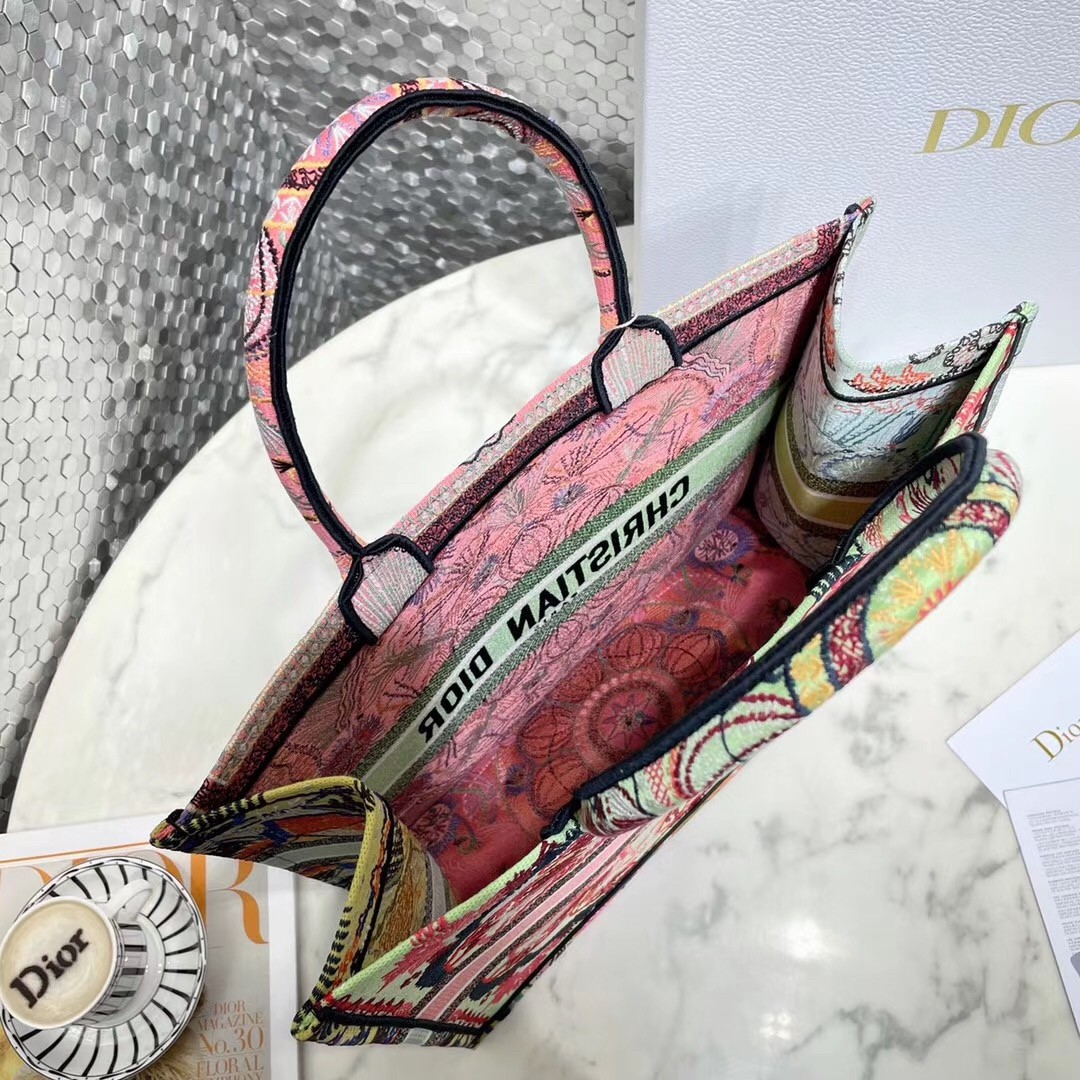 D*or book tote bag in multicolor lights embroidery