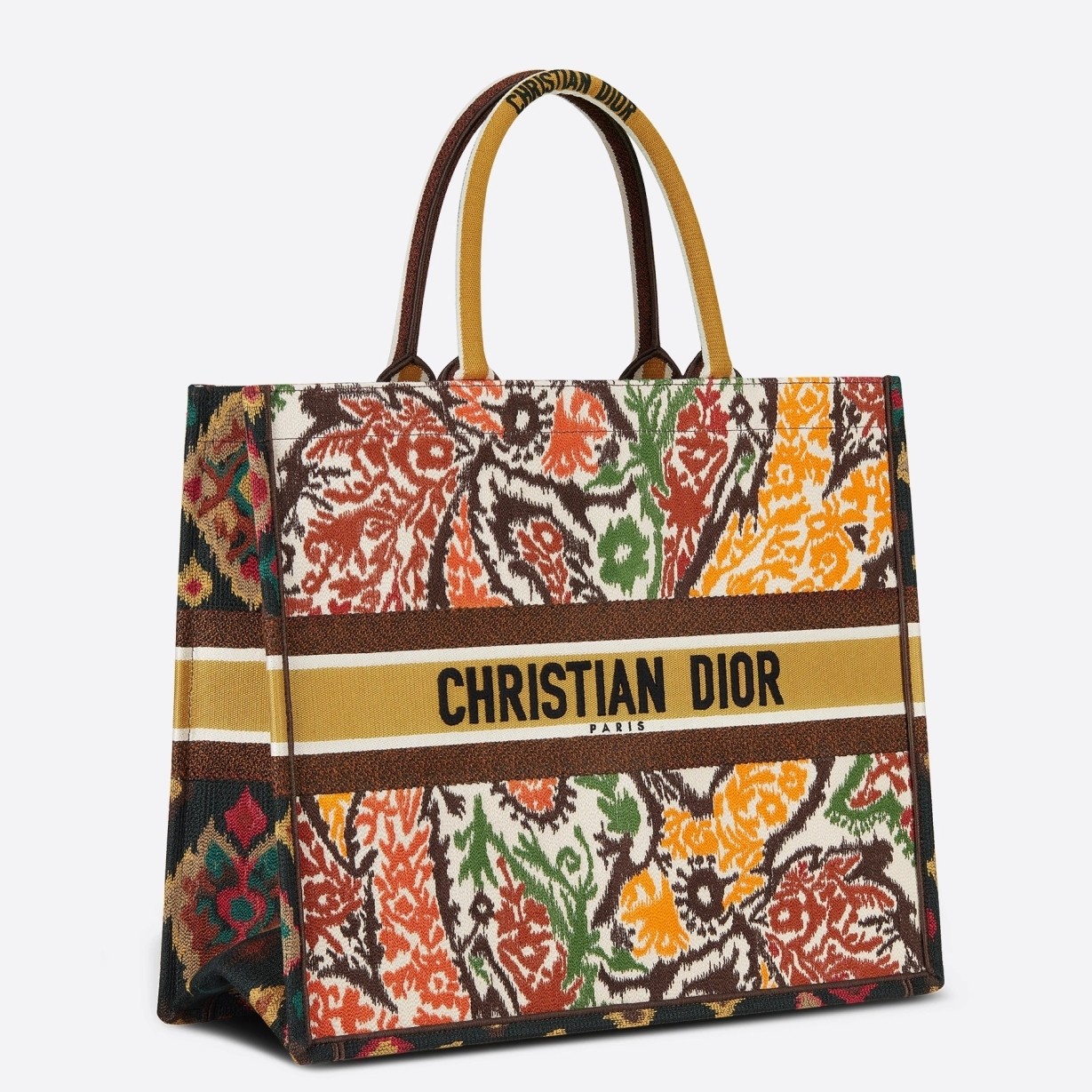D*or book tote bag in yellow multicolor D*or paisley embroidery