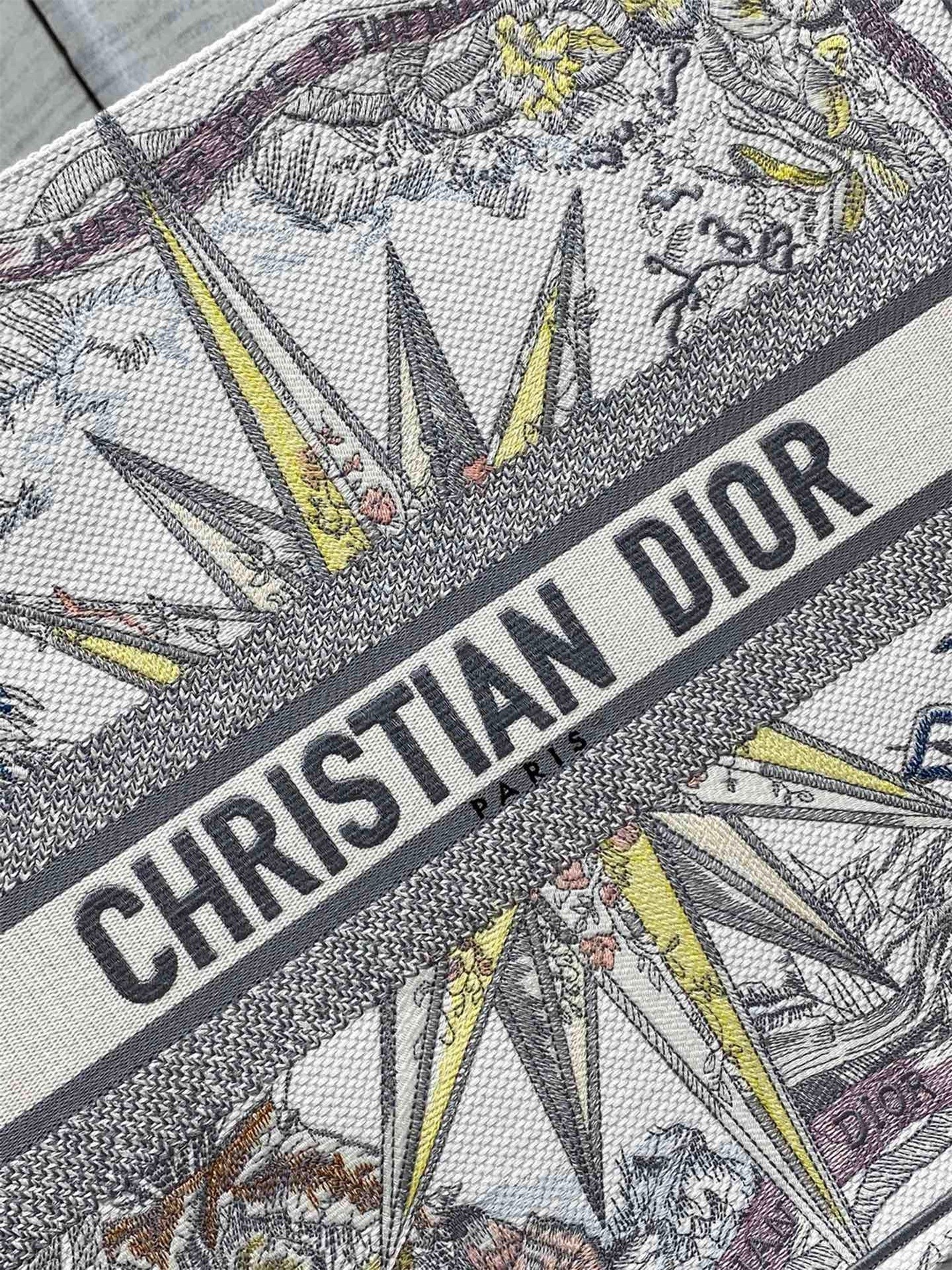 D*or large D*or book tote in white multicolor rêve d