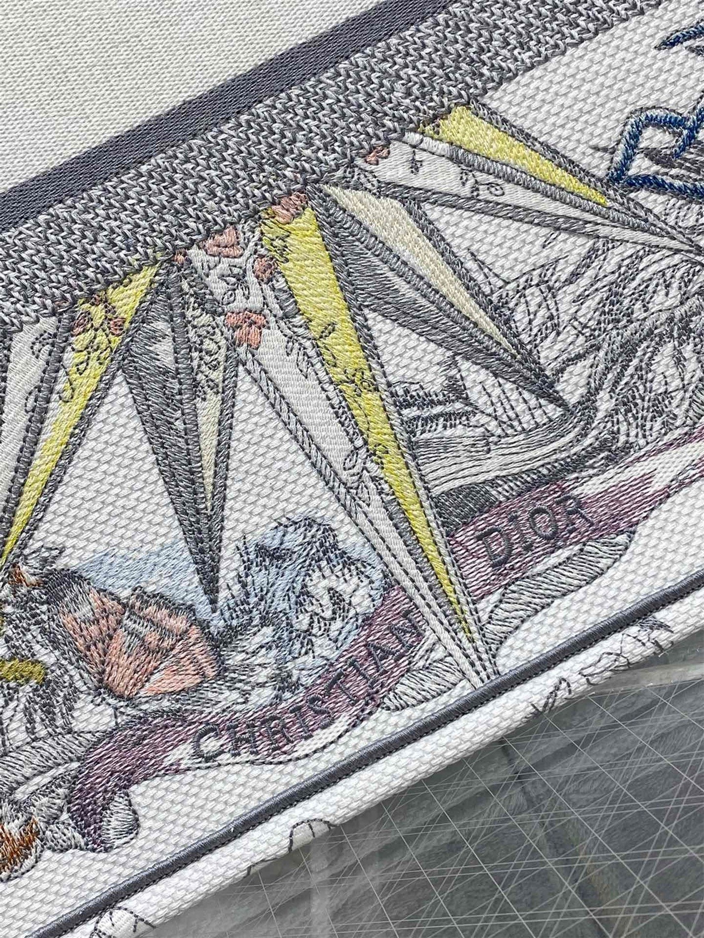 D*or large D*or book tote in white multicolor rêve d