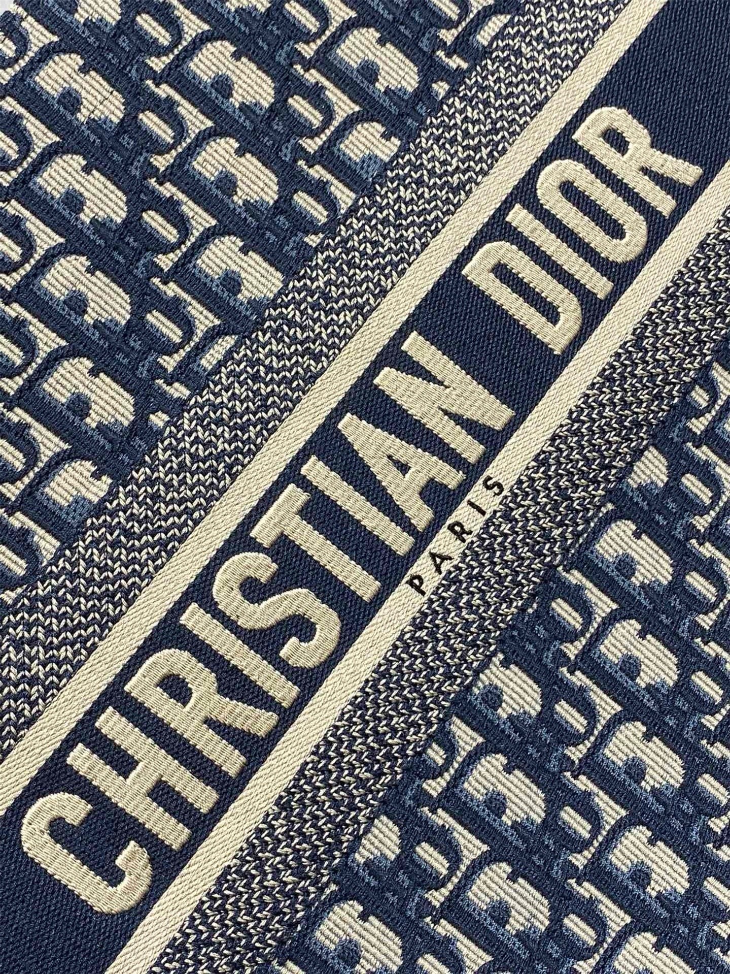 D*or medium book tote bag with strap in blue D*or oblique canvas