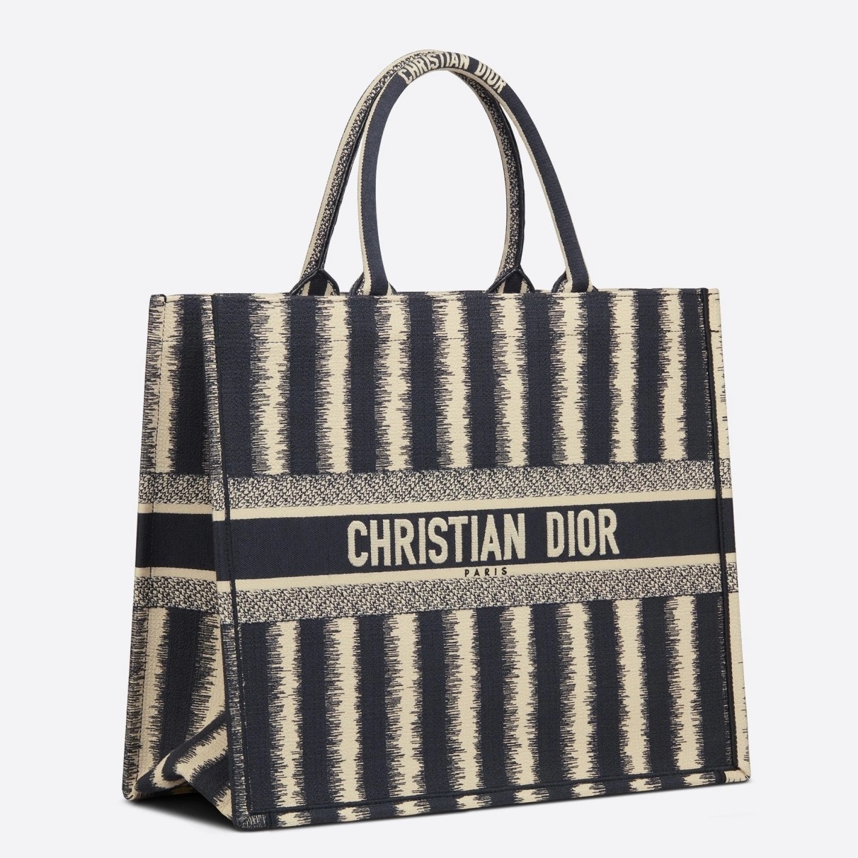 D*or book tote bag in blue stripes embroidery