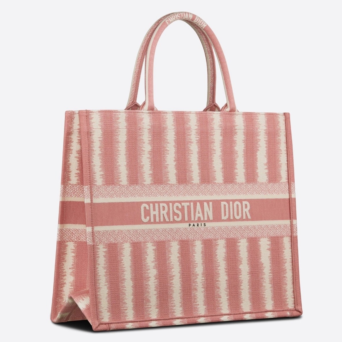 D*or book tote bag in pink d-stripes embroidery