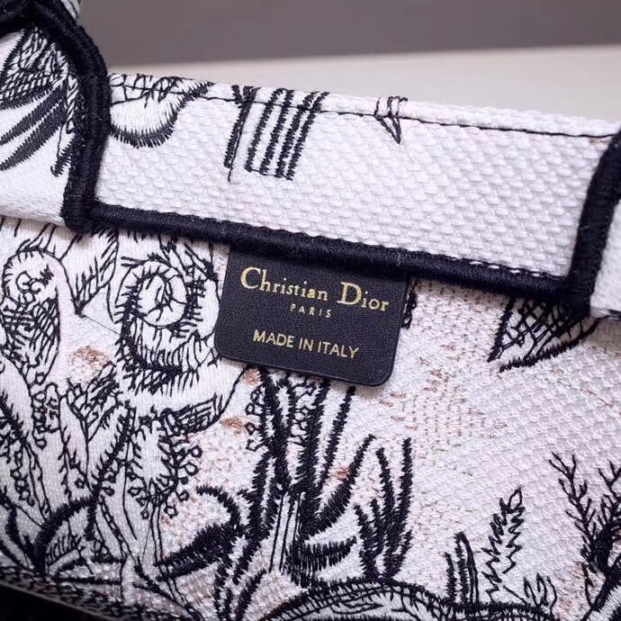 D*or book tote bag in toile de jouy carnivora motif
