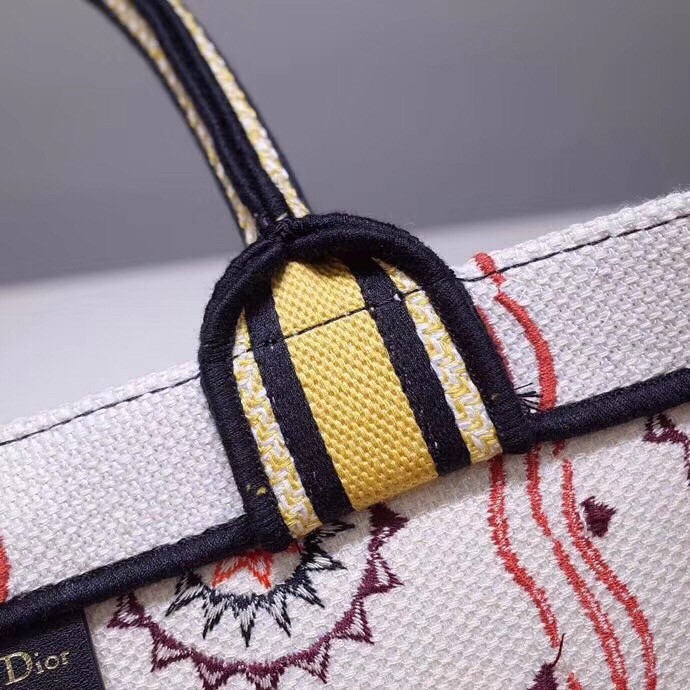 D*or book tote bag in multicolored geometric canvas