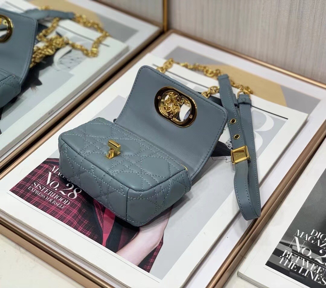 D*or micro caro bag in blue cannage calfskin